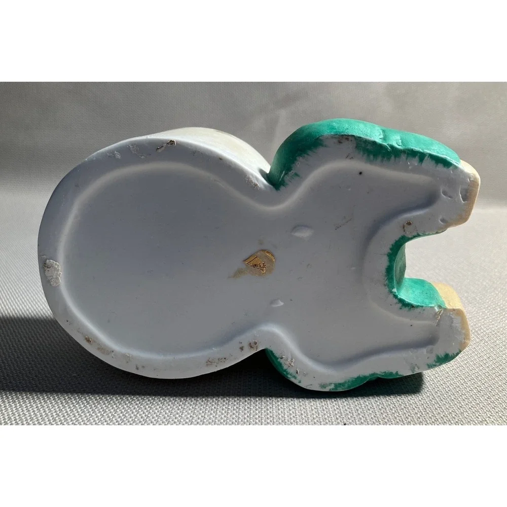 Pig Wearing Overalls Planter Yellow‎ Green Heart Baby Bottle Matte No Chips